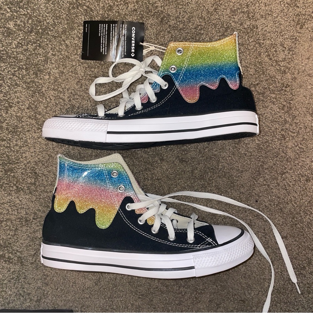 Converse Black and Rainbow High-Top women’s Sneakers